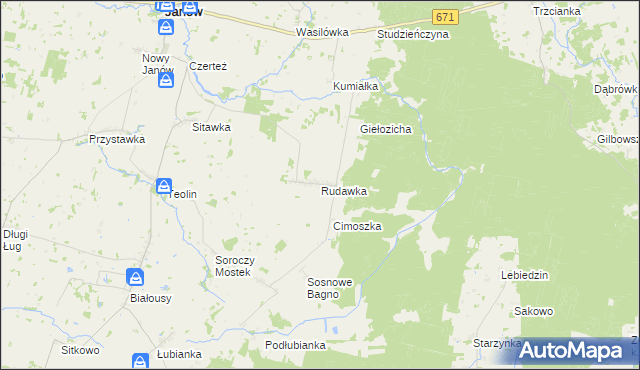 mapa Rudawka gmina Janów, Rudawka gmina Janów na mapie Targeo