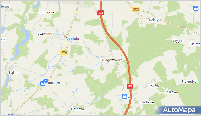 mapa Rudgerzowice, Rudgerzowice na mapie Targeo