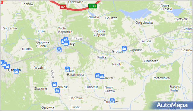mapa Rudka gmina Mrozy, Rudka gmina Mrozy na mapie Targeo