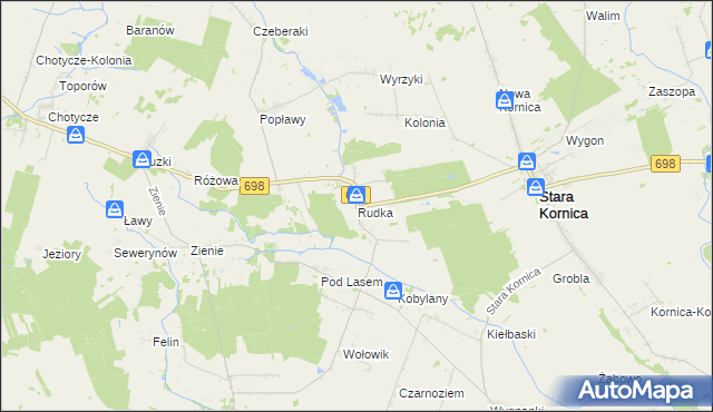 mapa Rudka gmina Stara Kornica, Rudka gmina Stara Kornica na mapie Targeo