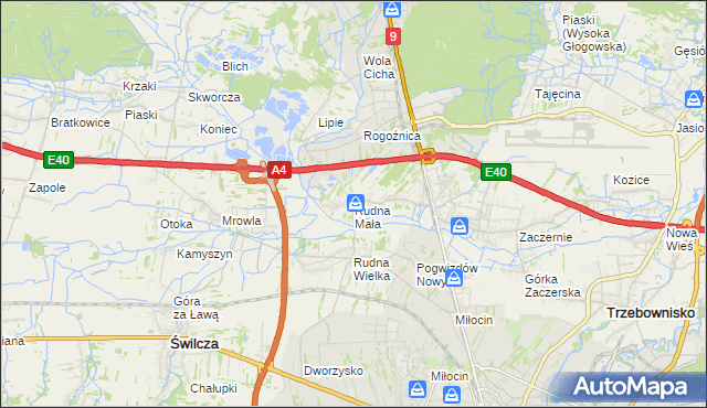 mapa Rudna Mała gmina Głogów Małopolski, Rudna Mała gmina Głogów Małopolski na mapie Targeo