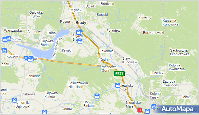 mapa Rudnik gmina Brody, Rudnik gmina Brody na mapie Targeo