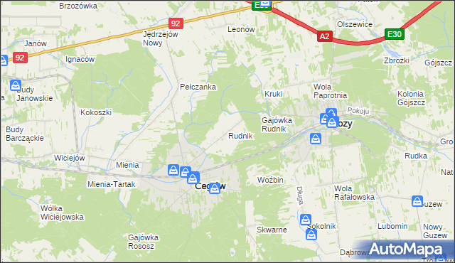 mapa Rudnik gmina Cegłów, Rudnik gmina Cegłów na mapie Targeo