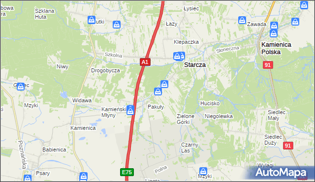 mapa Rudnik Mały gmina Starcza, Rudnik Mały gmina Starcza na mapie Targeo