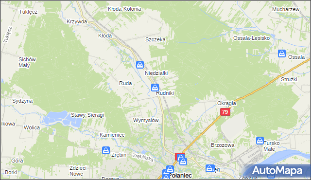 mapa Rudniki gmina Połaniec, Rudniki gmina Połaniec na mapie Targeo