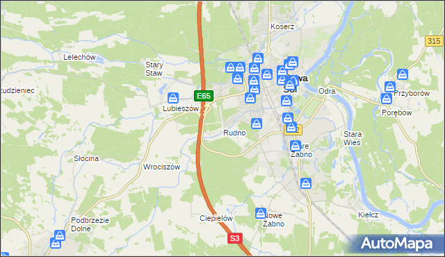 mapa Rudno gmina Nowa Sól, Rudno gmina Nowa Sól na mapie Targeo
