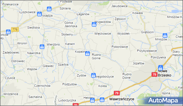 mapa Rudno Górne, Rudno Górne na mapie Targeo