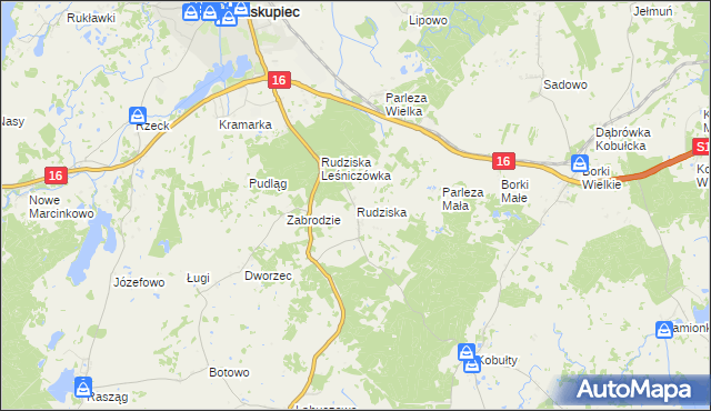 mapa Rudziska gmina Biskupiec, Rudziska gmina Biskupiec na mapie Targeo