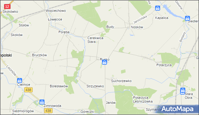mapa Rusko gmina Jaraczewo, Rusko gmina Jaraczewo na mapie Targeo