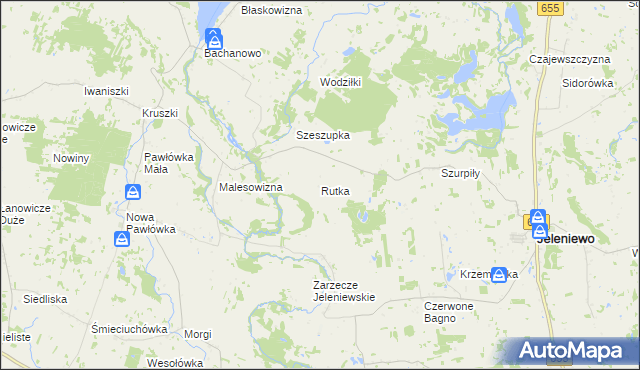 mapa Rutka gmina Jeleniewo, Rutka gmina Jeleniewo na mapie Targeo