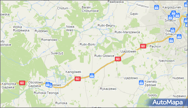 mapa Rutki-Głowice, Rutki-Głowice na mapie Targeo