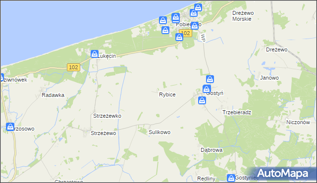 mapa Rybice, Rybice na mapie Targeo