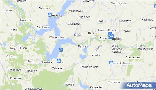 mapa Rybiny, Rybiny na mapie Targeo