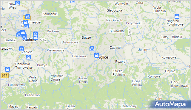 mapa Ryglice, Ryglice na mapie Targeo