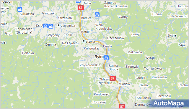 mapa Rytro, Rytro na mapie Targeo