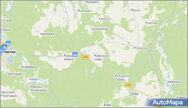 mapa Rzeczyca Mała, Rzeczyca Mała na mapie Targeo