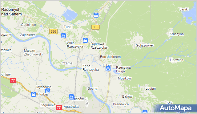 mapa Rzeczyca Okrągła, Rzeczyca Okrągła na mapie Targeo