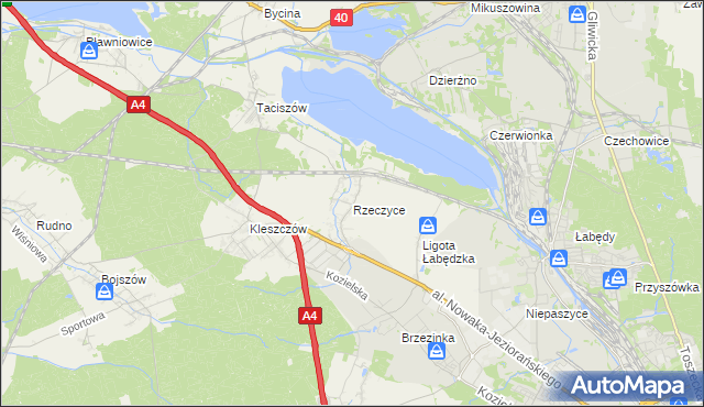 mapa Rzeczyce gmina Rudziniec, Rzeczyce gmina Rudziniec na mapie Targeo