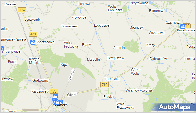 mapa Rzepiszew-Kolonia, Rzepiszew-Kolonia na mapie Targeo