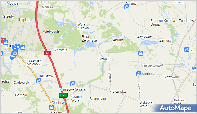 mapa Rzepki gmina Czarnocin, Rzepki gmina Czarnocin na mapie Targeo