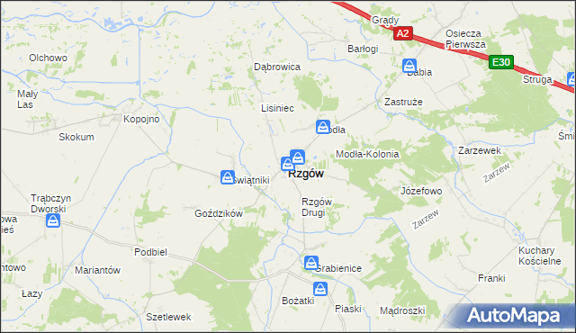 mapa Rzgów powiat koniński, Rzgów powiat koniński na mapie Targeo