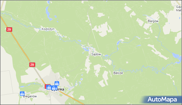 mapa Sądów gmina Cybinka, Sądów gmina Cybinka na mapie Targeo