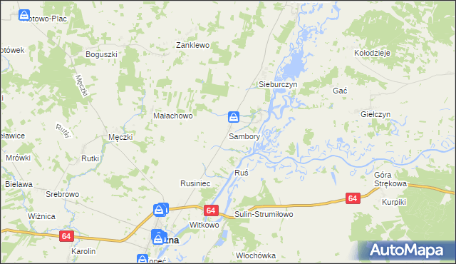 mapa Sambory, Sambory na mapie Targeo