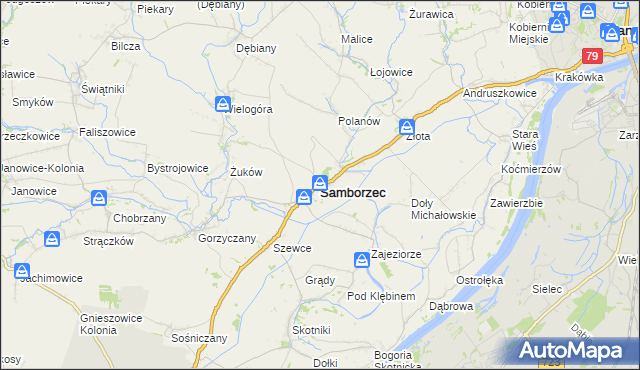 mapa Samborzec, Samborzec na mapie Targeo