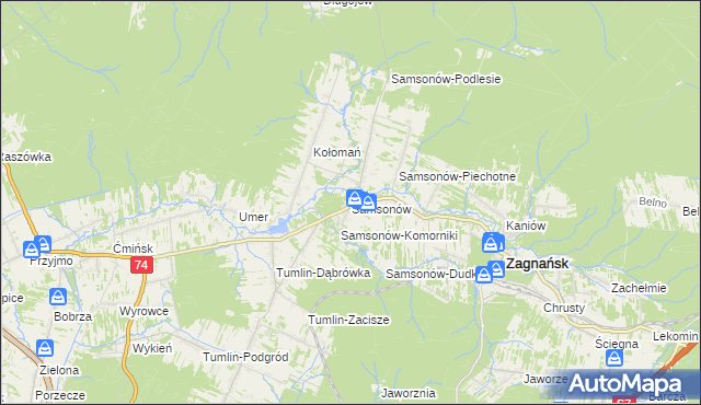 mapa Samsonów, Samsonów na mapie Targeo