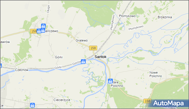 mapa Santok, Santok na mapie Targeo