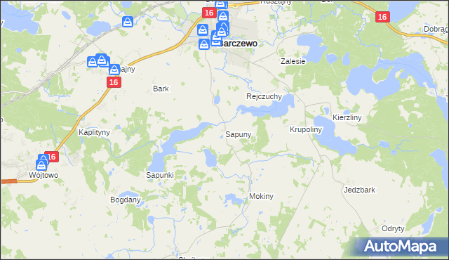 mapa Sapuny, Sapuny na mapie Targeo