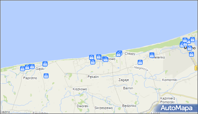 mapa Sarbinowo gmina Mielno, Sarbinowo gmina Mielno na mapie Targeo