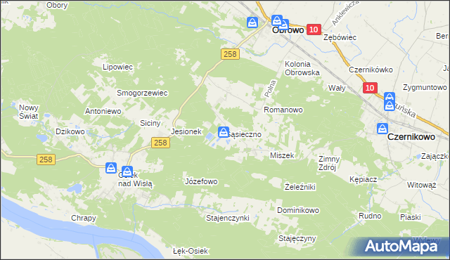 mapa Sąsieczno gmina Obrowo, Sąsieczno gmina Obrowo na mapie Targeo