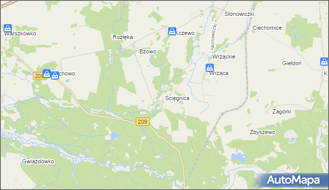 mapa Ścięgnica, Ścięgnica na mapie Targeo