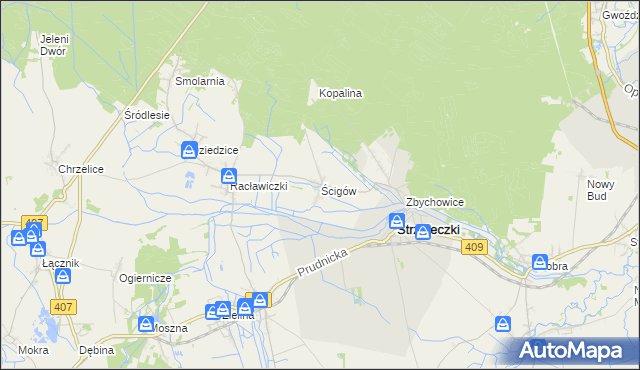 mapa Ścigów, Ścigów na mapie Targeo