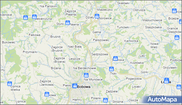 mapa Sędziszowa gmina Bobowa, Sędziszowa gmina Bobowa na mapie Targeo