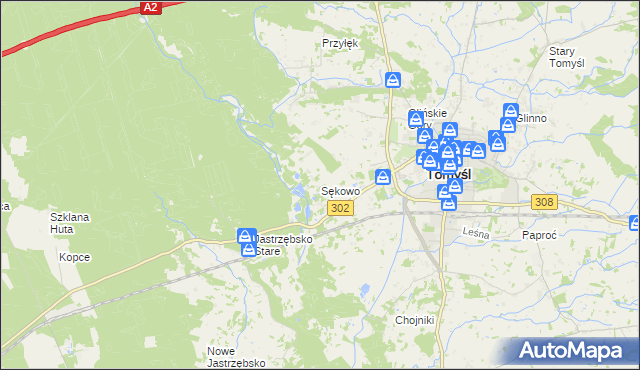 mapa Sękowo gmina Nowy Tomyśl, Sękowo gmina Nowy Tomyśl na mapie Targeo