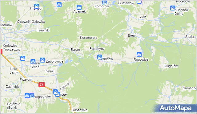 mapa Serbinów, Serbinów na mapie Targeo