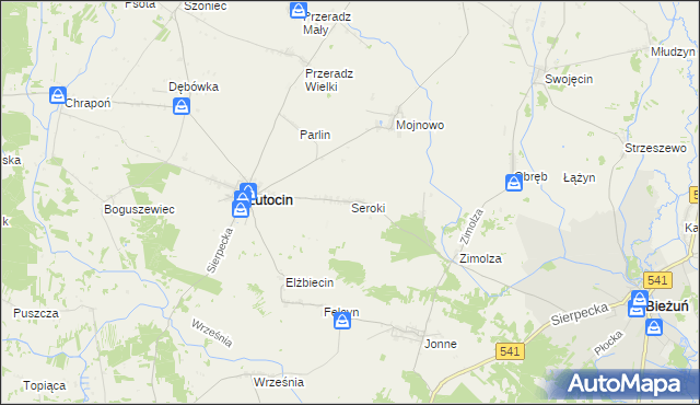 mapa Seroki gmina Lutocin, Seroki gmina Lutocin na mapie Targeo