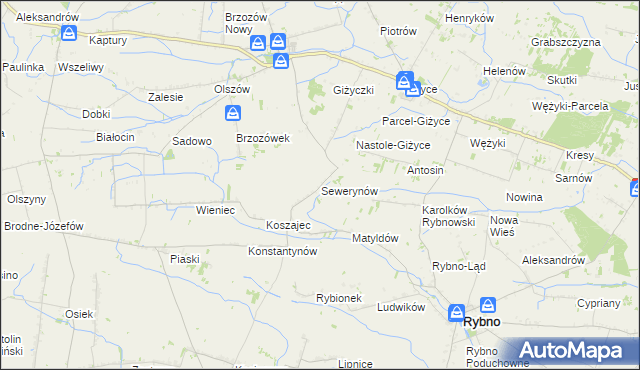 mapa Sewerynów gmina Iłów, Sewerynów gmina Iłów na mapie Targeo