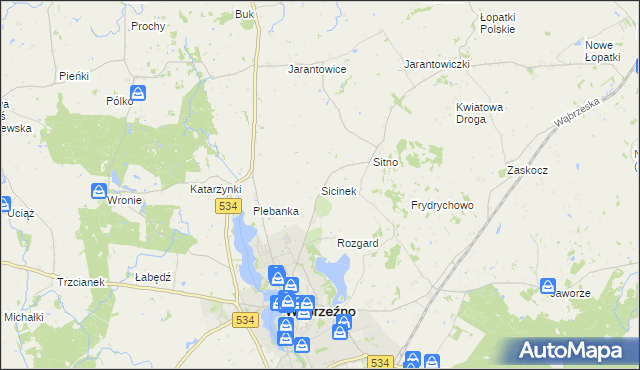 mapa Sicinek, Sicinek na mapie Targeo