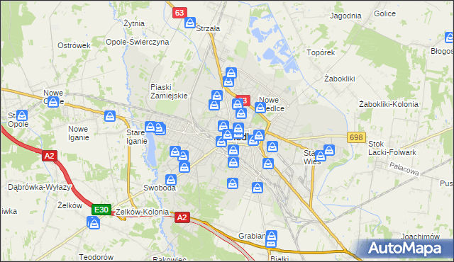 mapa Siedlce, Siedlce na mapie Targeo