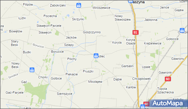 mapa Siedlec gmina Łęczyca, Siedlec gmina Łęczyca na mapie Targeo