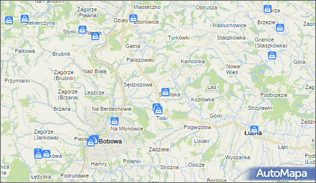 mapa Siedliska gmina Bobowa, Siedliska gmina Bobowa na mapie Targeo