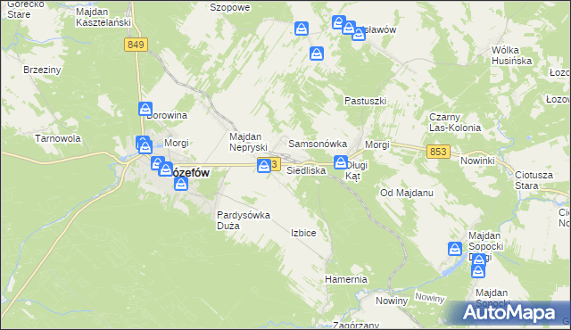 mapa Siedliska gmina Józefów, Siedliska gmina Józefów na mapie Targeo