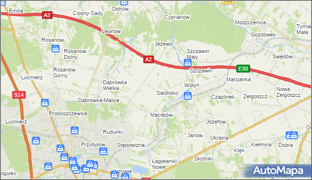 mapa Siedlisko gmina Zgierz, Siedlisko gmina Zgierz na mapie Targeo