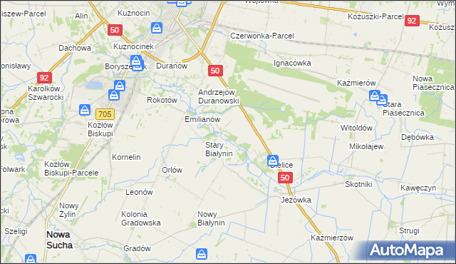 mapa Sielice, Sielice na mapie Targeo