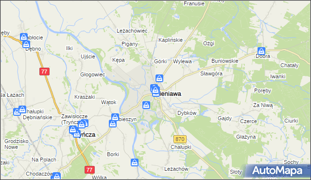 mapa Sieniawa powiat przeworski, Sieniawa powiat przeworski na mapie Targeo