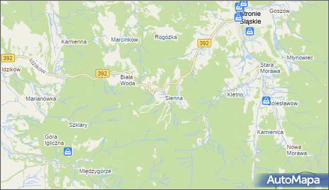 mapa Sienna gmina Stronie Śląskie, Sienna gmina Stronie Śląskie na mapie Targeo