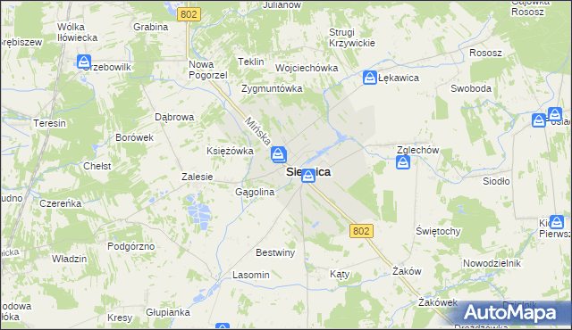 mapa Siennica powiat miński, Siennica powiat miński na mapie Targeo